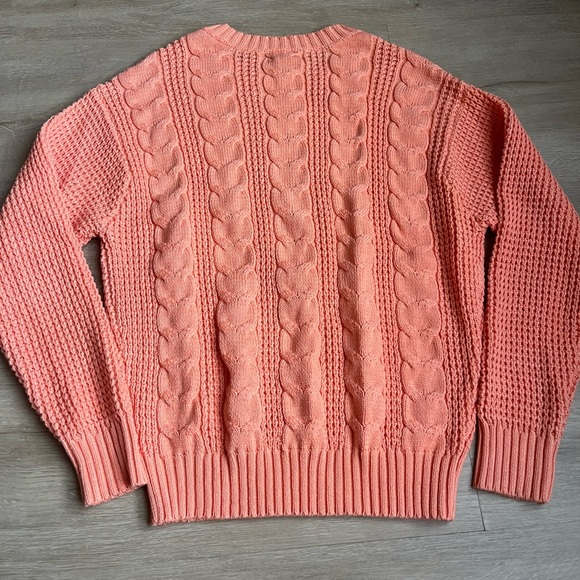 American Eagle Cable Knit Sweater Chunky Orange SZ M - Picture 7 of 7